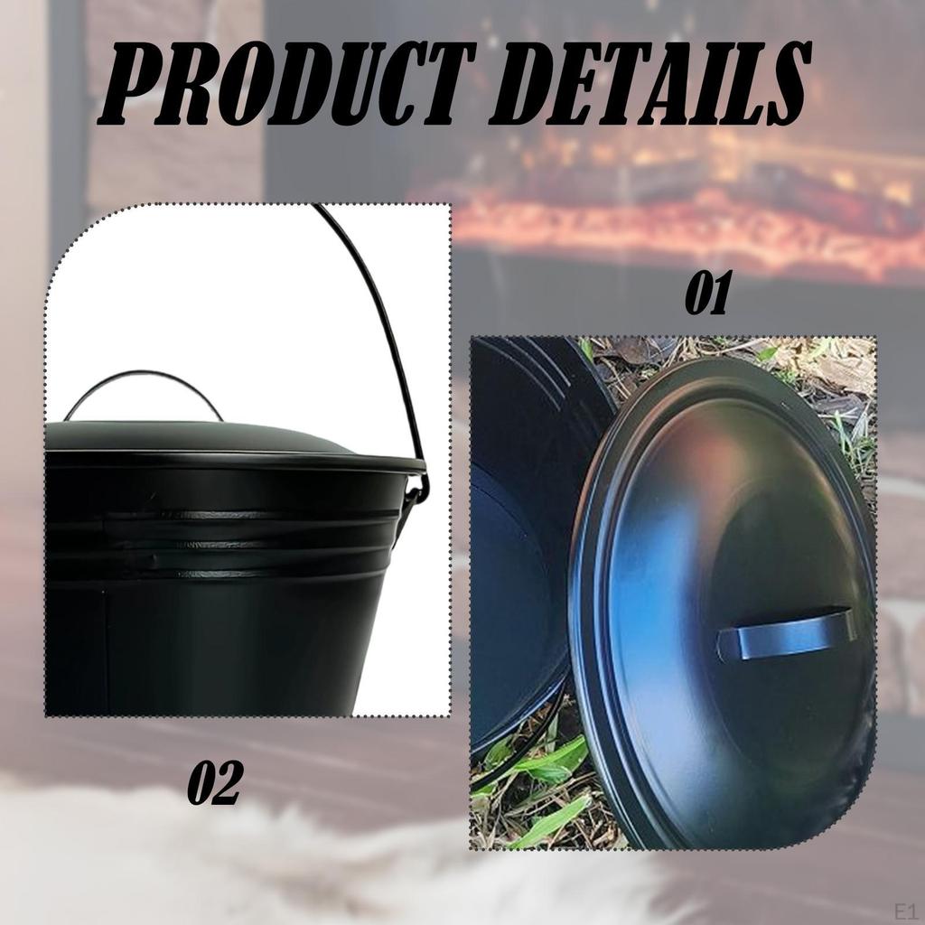 Fireplace Ash Bucket, Tool, Sturdy, Durability, Heat Resistant, Metal, Bucket for Wood
