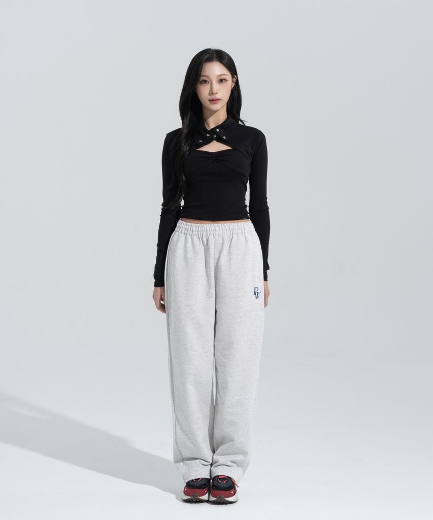 Peijeuhwaiteu [Phase_4] Pw Logo Straight Sweatpants _Light Melange / 8802026-Lp03
