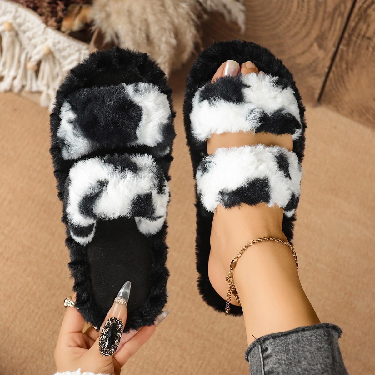 

Women s Winter Warm Cartoon Slippers Closed Toe Non Slip Furry House Shoes Women Indoor Bedroom Thick Sole Plush Slippers 35