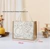 Hand-Painted Graffiti Canvas Tote Bag - Yellow Linen Logo Pattern