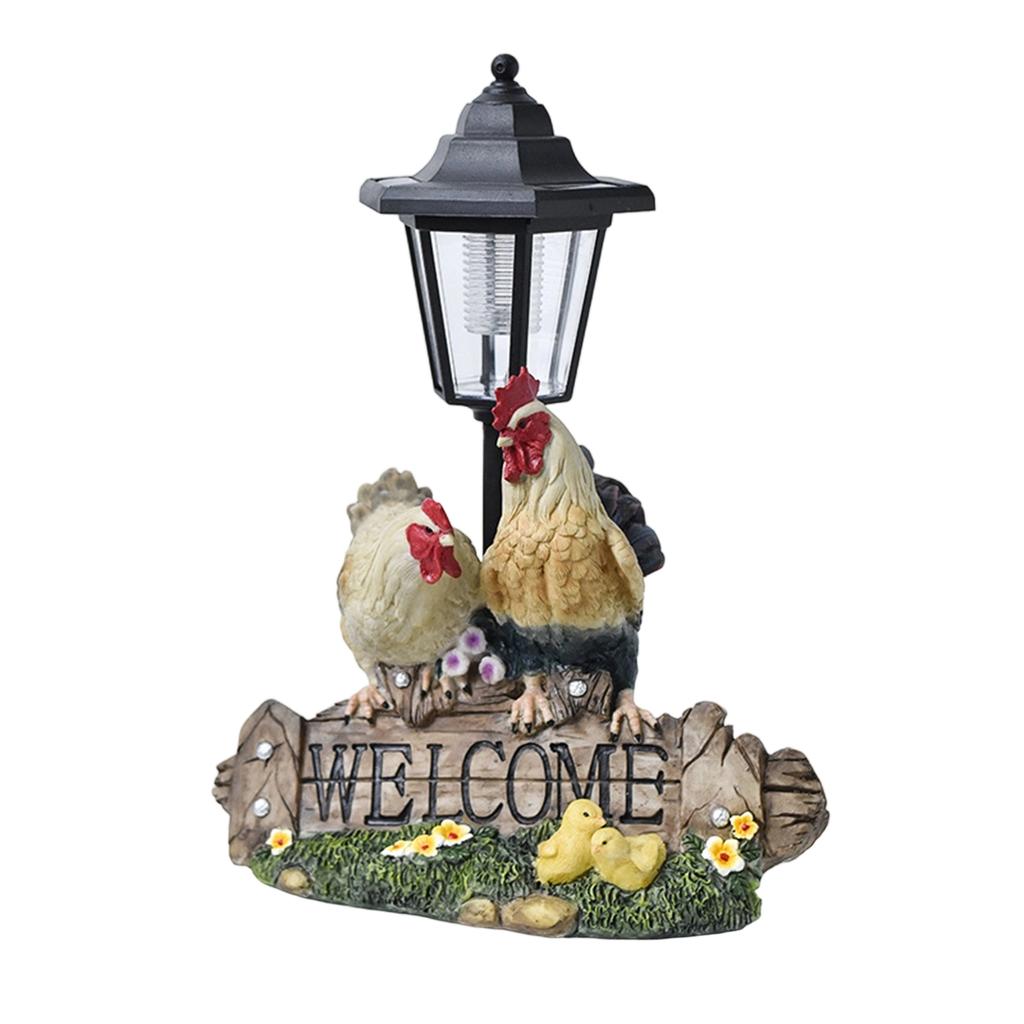 Happy Rooster Solar Outdoor Light Statue