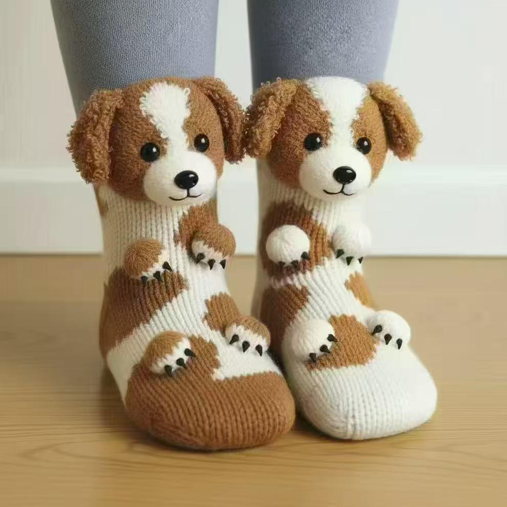 3D Cute Sloth Plush Socks - Warm Crochet Animal Floor Socks for Men & Women
