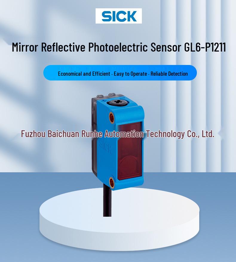 GL6-P1211 Sick Mini Photoelectric Sensor, Mirror Reflective, Brand New (1059922)