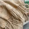 Autumn and Winter Thick Warm Scarf, Classical European Gilded Floral Shawl, Tassel Hot Stamping Shawl, Women's Scarf
