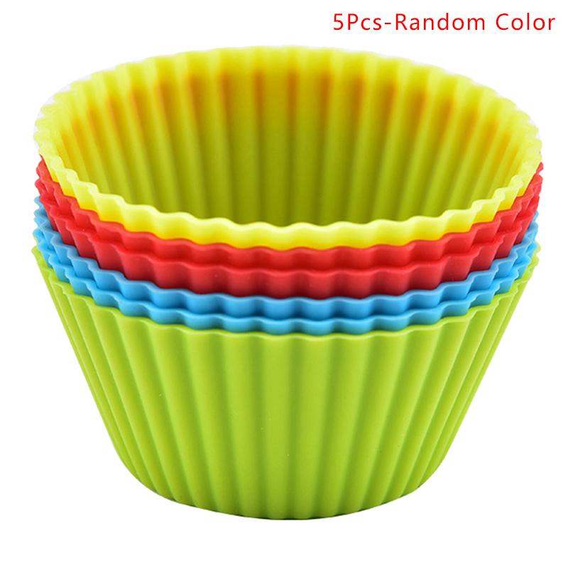 5Pcs Round Silicone Mold Cupcake Muffin Cup Baking Egg Tart Pudding Jelly Cookies Mold Reusable Diy Tool