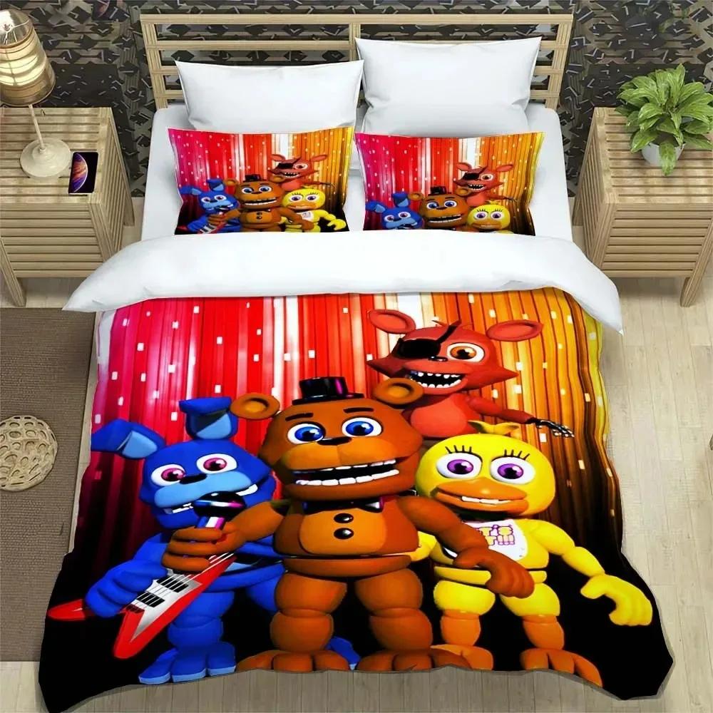 3Pcs F-Five N-Nights At Freddys F-Fnaf Bedding Set Single/Double/Full/Queen/King Size Game Gift For Adults Kids As Bedroom Decor