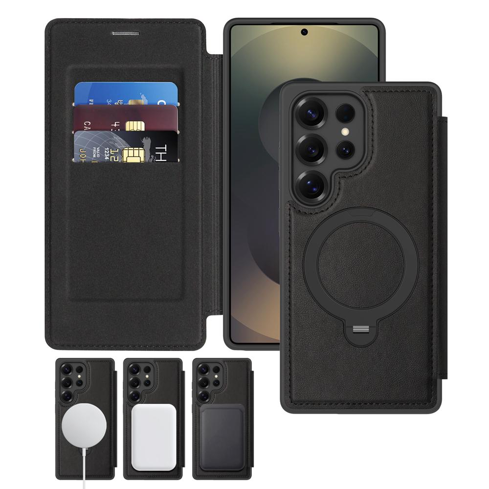 KEYSION Leather Flip Wallet Case for Samsung Galaxy S25 S26 Ultra 5G S26+ S25 FE Card Slots Magnetic 360 Ring Stand Phone Cover