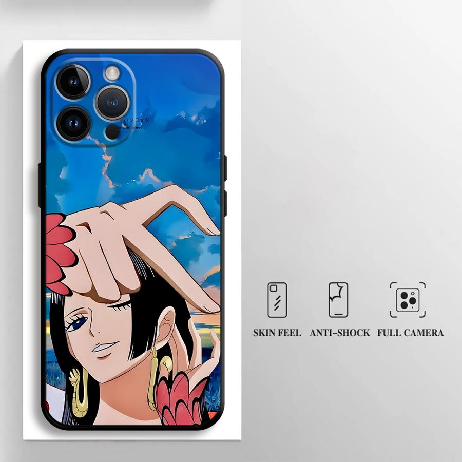 One Piece Luffy Boa·Hancock Case for iPhone 13 12 11 17 Pro Max 17Air XR 15 16 14 Plus 7 8 XS Max Black Soft Phone Cover