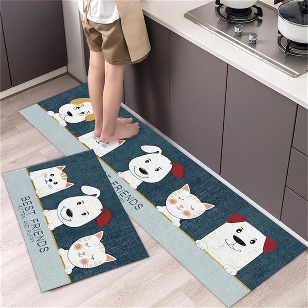 Cartoon Non-slip Soft Kitchen Mat Home Long Strip Kitchens Rug Set Entrance Doormat Washable Hallway Carpet Bath Living Room Rug