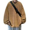 Felpa da uomo autunno inverno o collo pullover caldo tinta unita allentato vintage di media lunghezza streetwear pullover casual spesso caldo da uomo top primaverile