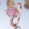 Trendy Pink Purpl Zircon Crystal Drop Stone Vintage CopperGold Color Wedding Bands Engagement Rings For Women Jewelry