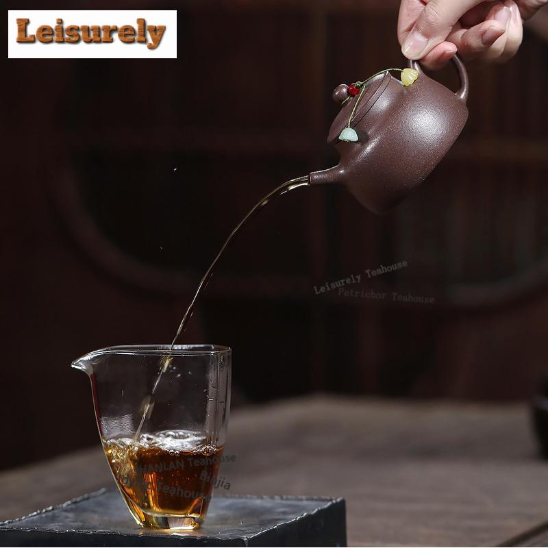 150ml Traditionelle Yixing Lila Ton Teekannen Handgefertigte Kanne Rohmineral Pfirsichblüten-Schlamm Tee-Sieb Kessel Zisha Teeset Teeservice
