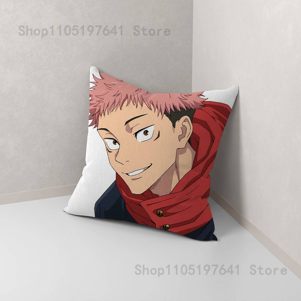Anime Y-Yuji I-Itadori Pillow Case For Sofa Decor Car Office Room Printing Cushion Cover Decorations and Protector