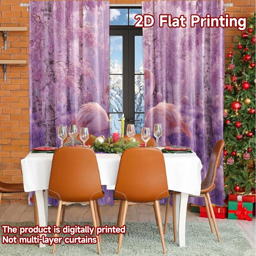 Set Of 2 Flat Printing Curtains Without Rod Pink Paradise Holiday Printed Yarn Decorations Outdoor Curtain Polyester