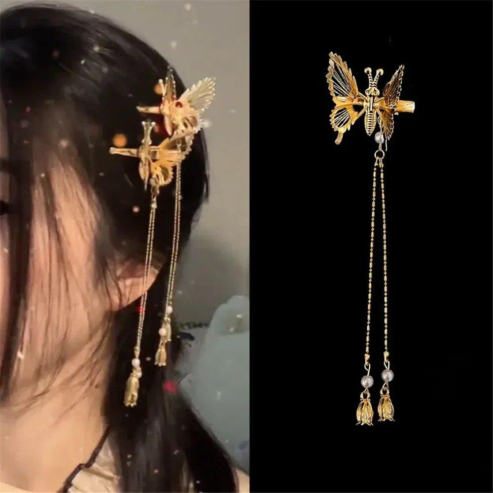 2 stk skjelvende sommerfugl sideklips Moving Butterfly Hårnål Dusk Dame Vintage Elegant Butterfly Hårnål Hodeplagg Styling Tool
