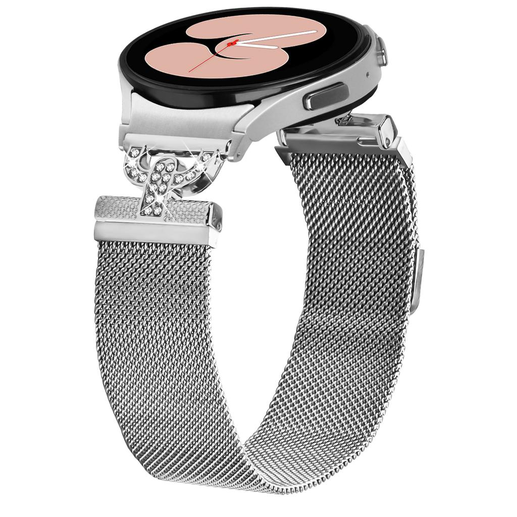 Watch Band For Samsung Galaxy Watch 5/Watch 5 Pro/Watch 5 Active/Watch4 Silver Milanese Stainless Steel Strap with D-Shape Quick Release Connector