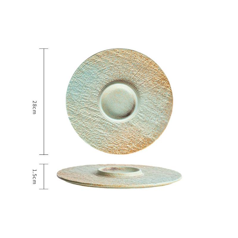 

Kiln Changes Ceramic Flat Plate Round Dessert Plate Rock Texture Molecular Cuisine Display Plate Creative Hotel Tableware