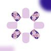 24 Pcs Short Square Press On Nail Flowers False Nail Purple Acrylic Nail Glossy Full Cover Stick On Nail for Woman