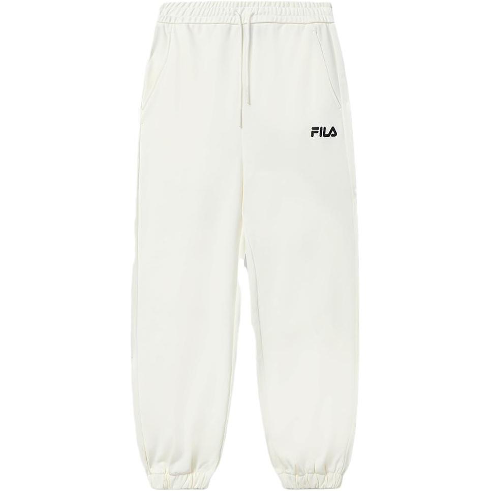 New FILA Knitted Sweatpants Women's Milk Salt White F51W319699FIV