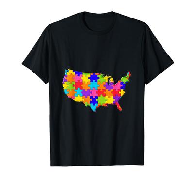 USA Map Puzzle Autism Puzzle T-Shirt