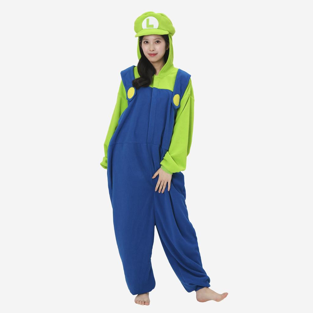 SAZAC Character Fleece Super Mario Luigi Costume &
