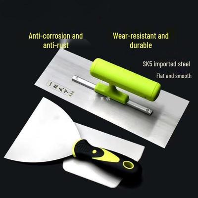 Stainless Steel Bricklayer's Cement Scraping Trowel and Putty Knife Set