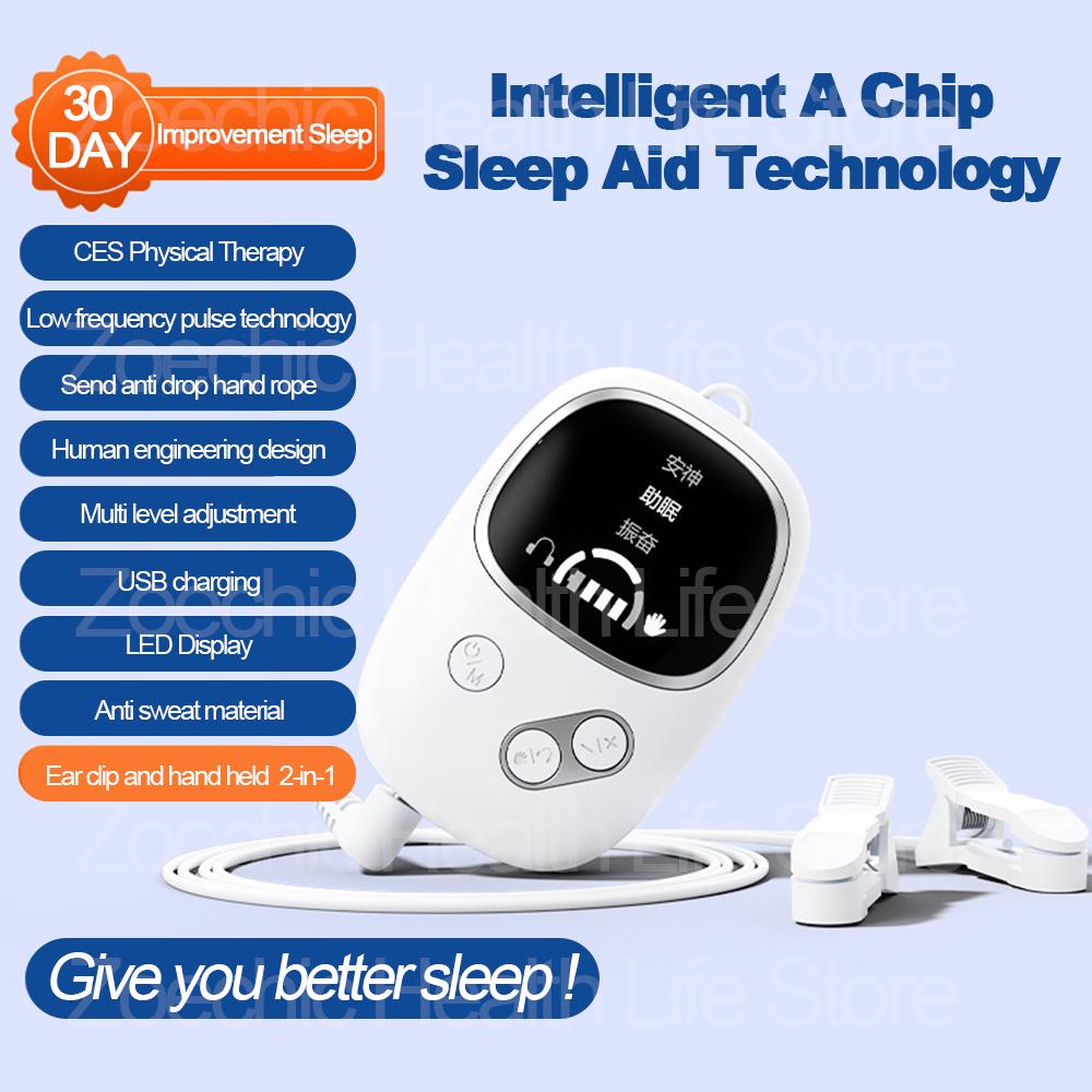 CES Sleep Aid Device Microcurrent Pulse Fast Sleeping Instrument Ear Clip Sleep Device Relax Anxiety Insomnia Hypnosis Soothing