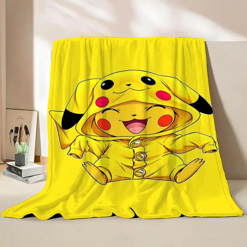 Anime Pokemon Flannel Fluffy Soft Blanket Pikachu Home Sofa Lunch Break,Throw Blanket For Kids Student Bed Blanket Nap Cover
