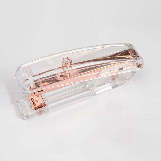 Transparent Desktop Stapler Labor-Saving Heavy Duty 25-sheet Capacity Anti-Slip Base Prevents Staple Jams One-finger Stapler School Office Supplies