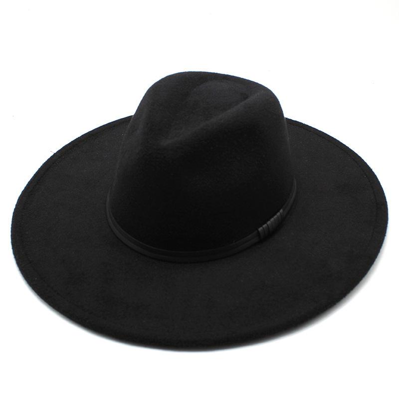 

Шерстяная шляпа-цилиндр в стиле джаз с большими полями, 9,5 см, для мужчин и женщин, персиковый топ в форме сердца, черный цилиндр, фетровая шляпа Adult 57-59cm