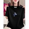Venta de liquidación: Elegante Camiseta Estampada de Manga Corta para Mujer, Corte Holgado con Cuello Redondo, Aspecto Adelgazante y Juvenil, Perfecta para Ropa Casual.