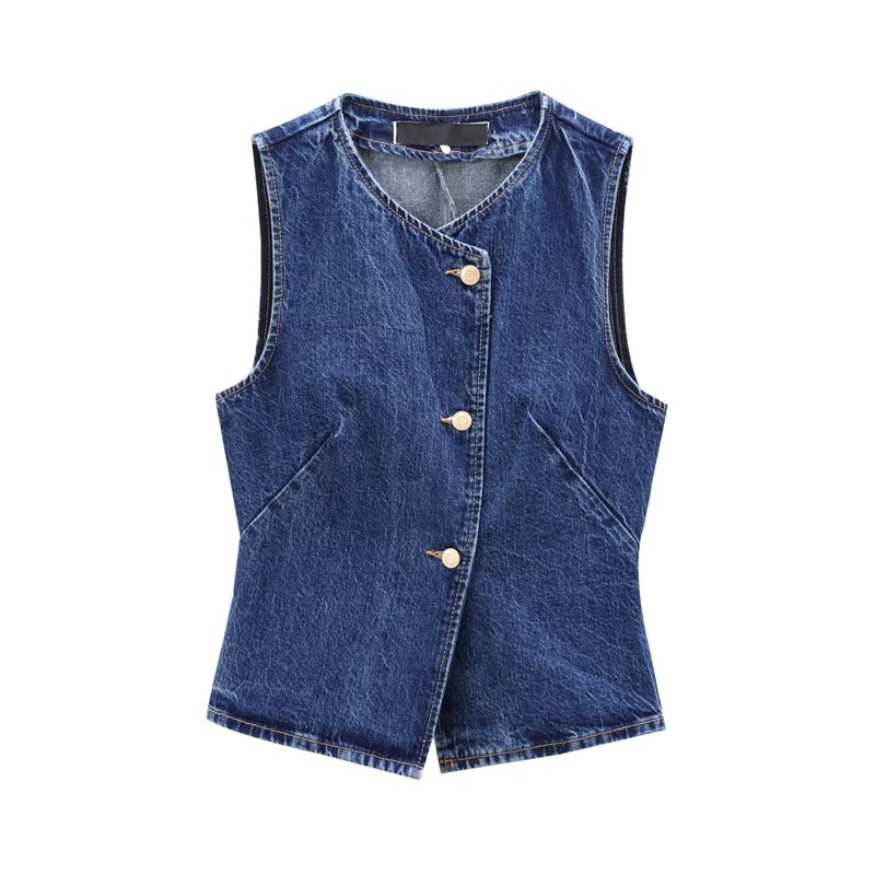 Kaslead New Arrival Women's Clothing Fashion Style Fashion All-Match Minimalist Denim Waistcoat Vest 6147161