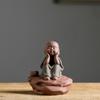 Ceramic Small Monk Car Decorations, Chinese Zen Purple Clay Sand, Lovely Tea Pet, Fengshui Zen Buddha Meditation