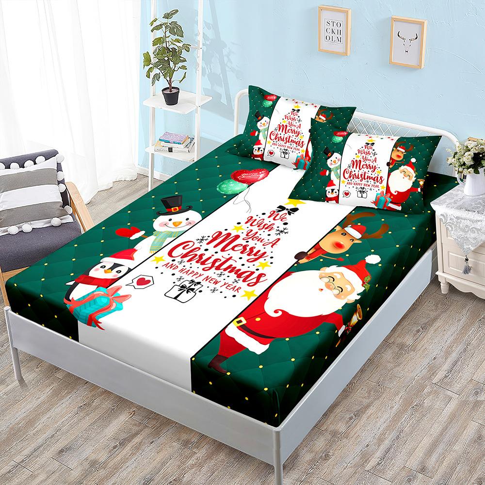 Christmas Three-Piece Mattress Digital Printing Mattress Cover Mattress Protective Cover