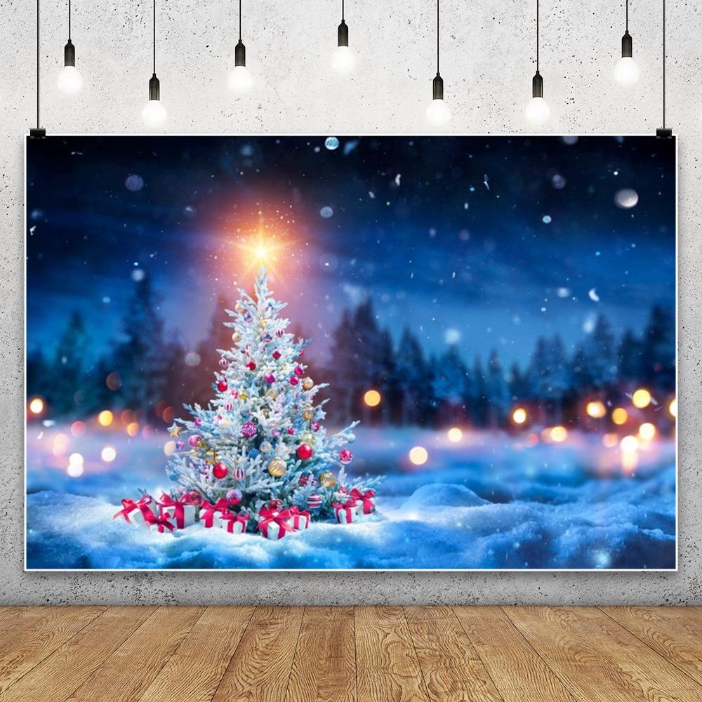 Christmas Snow Barn Door Family Party Holiday Birthday Party Photography Background Hanging Cloth