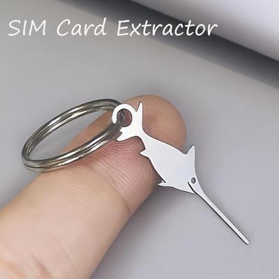 1pc Creative Swordfish SIM Card Pin, Stainless Steel Mobile Phone Card Extractor, Creative Keychain