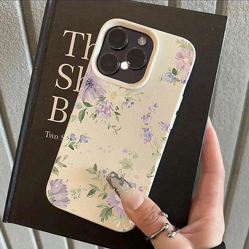 Purple Sun Leaf Lichee Pattern Silicone Phone Case for iPhone 17 16 Cases iPhone 15 14 13 12 11 Pro Max XS X XR Plus 17Air Cover