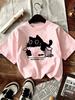 TXCartoon Trendy Kawaii Cat Print T-shirt Women's Summer Round Neck Cute Cat Y2K Graphic Tee Summer Casual Woman Clothing