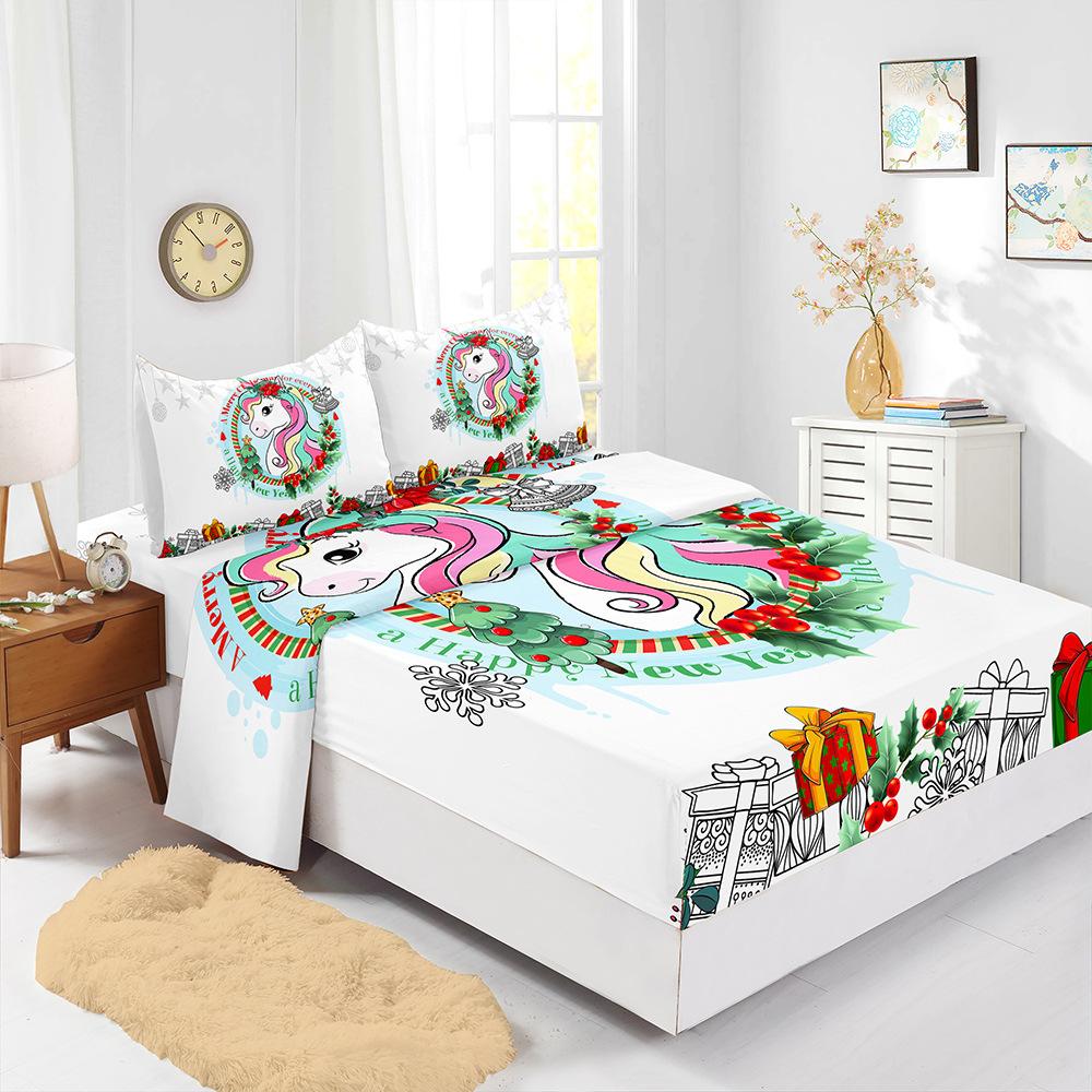 Popular Christmas Mattress Four-Piece Children'S Bedding Digital Printing Mattress Protective Cover