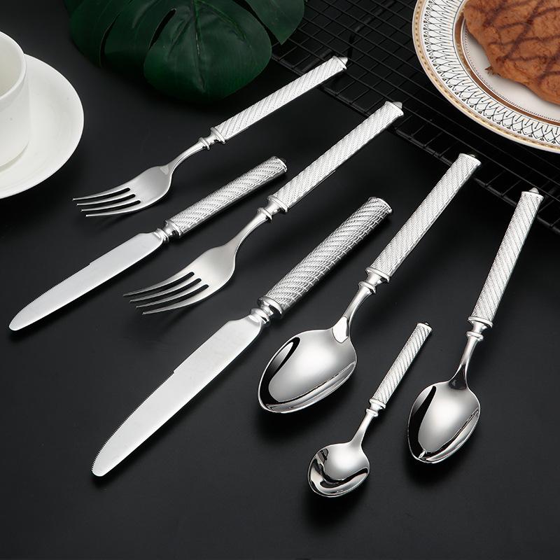 High Value 304 Stainless Steel Cutlery Set Hemp Rope Hotel Tablware Wedding Gift Luxury Knifves Forks Spoons Dinner Items