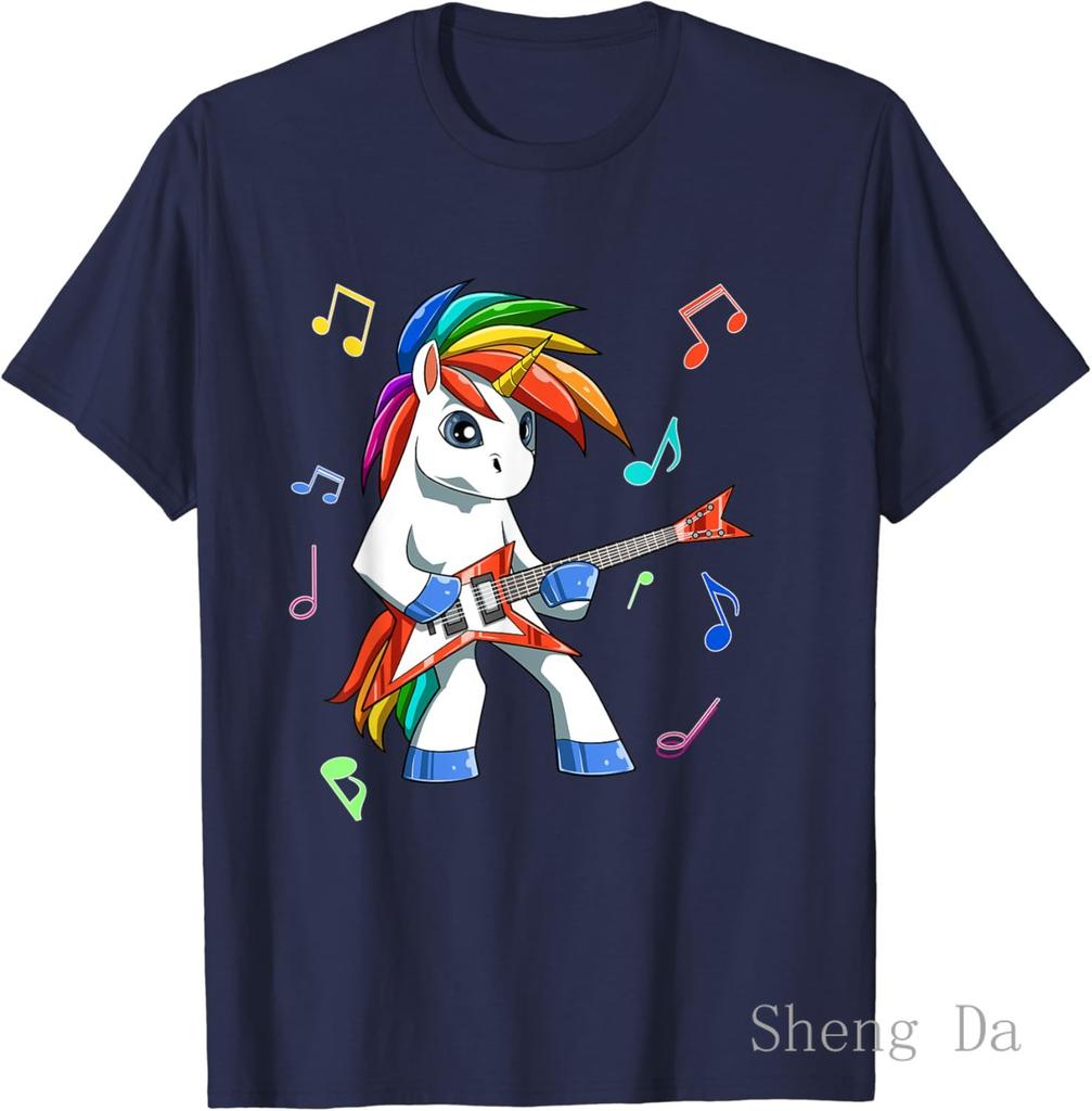 Unicorns Rock Roll Guitar Rockin Music Guitarist Girl Unisex TShirt Unisex New Style OfficialWebsite Pure Cotton TShirts