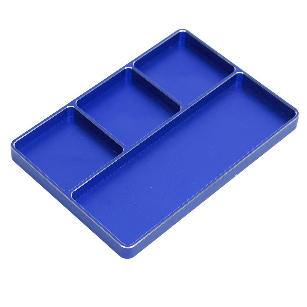 RC Repair Screw Tray 4 Grids Aluminum Alloy Screw Tray with Magnetic Pad for 1/10 1/8 RC Car RC Airplanes