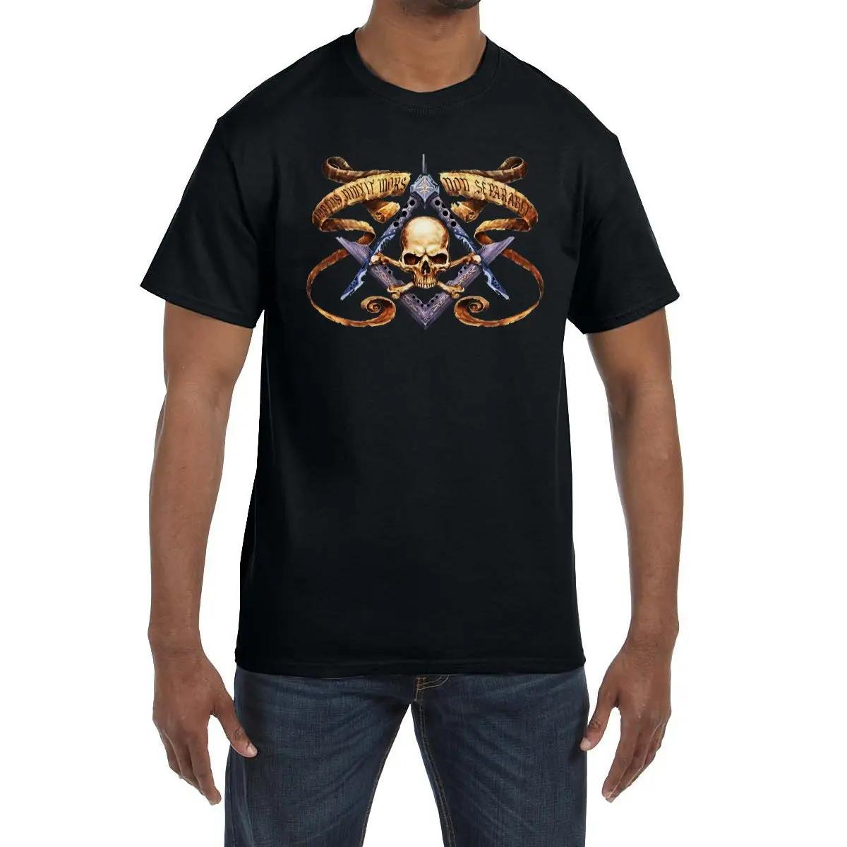 Widows Son Skull Square Compass Masonic TShirt 100 Cotton ONeck Summer Short Sleeve Casual Mens Tshirt Size S3XL S