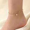 European & American Style Heart Pendant Double-Layer Anklet - Women's Beach Holiday Jewelry