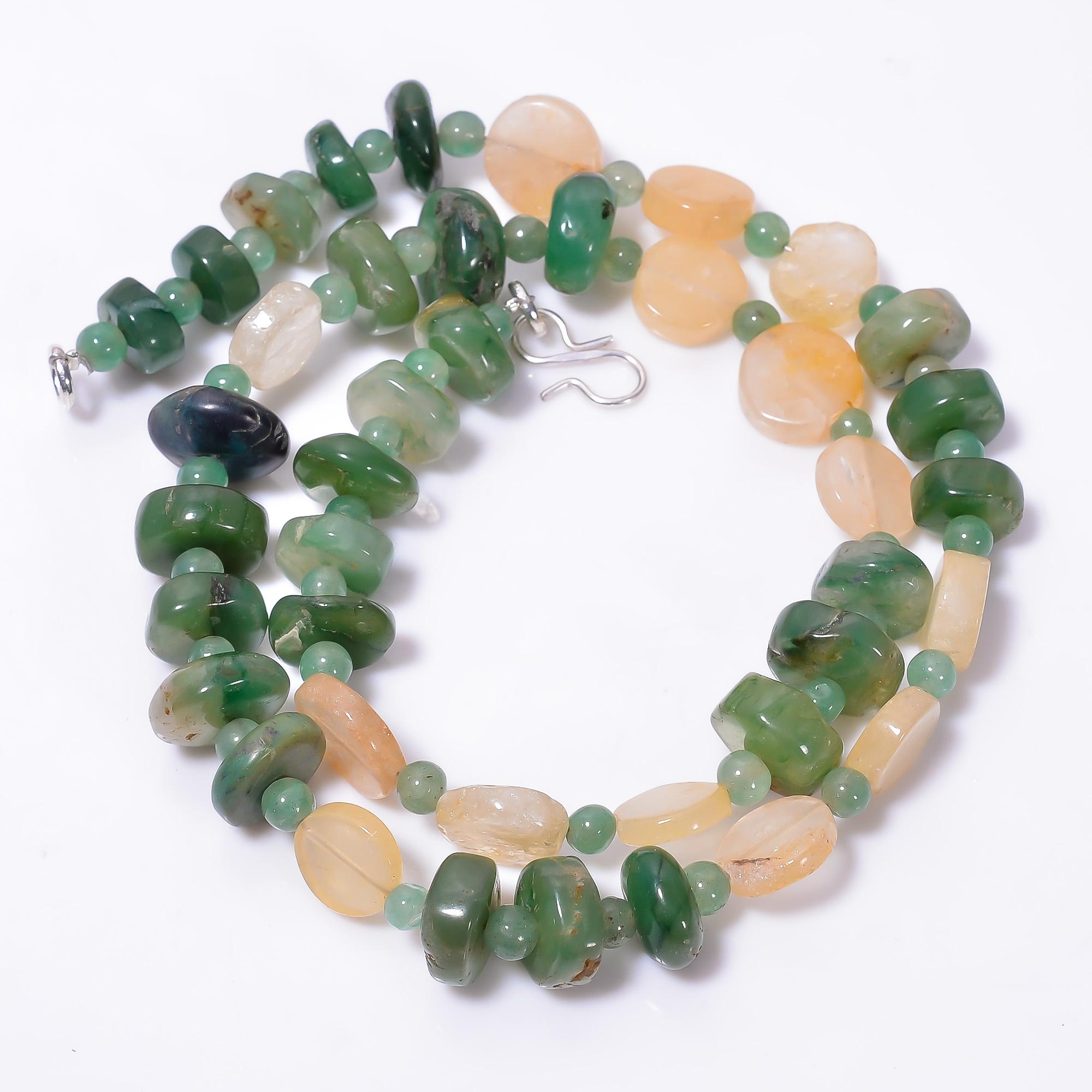 

Natural Green Aventurine Citrine Gemstone Smooth Beads Necklace 4-11 mm 18 UB-8573