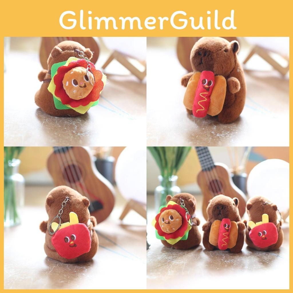 Hamburger Fries Capybara Hot Dog Plush Toy Pp Cotton Stuffed Keychain Decor Bag
