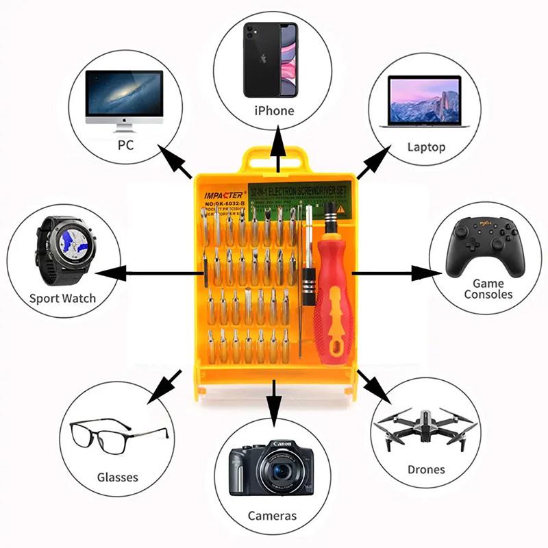 33 In 1 Multifunctional Screwdriver Magnetic Bit Portable Tool Box Detachable Set Computer PC Mobile Phone Household Tools