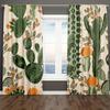 2 stuks Tropische Plant Cactus Gordijnen Bladerpatroon Botanisch Bedrukt Gordijnroedezak Raambekleding Voor Woonkamer Keuken