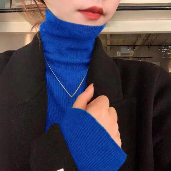 Women Sweater Turtleneck Long Sleeve Solid Color Bottom Tops High Elasticity Regular Fit Knitting Tops Knitwear