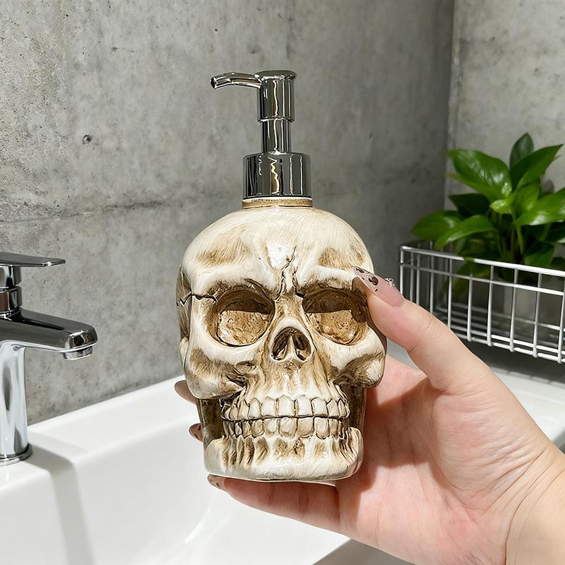 Europejski styl Żywiczny Kształt Czaszki Butelka Łazienkowa Dozownik Mydła Łazienkowego Domowa Butelka na Środek do Dezynfekcji Rąk Butelka do Przechowywania Żelu pod Prysznic